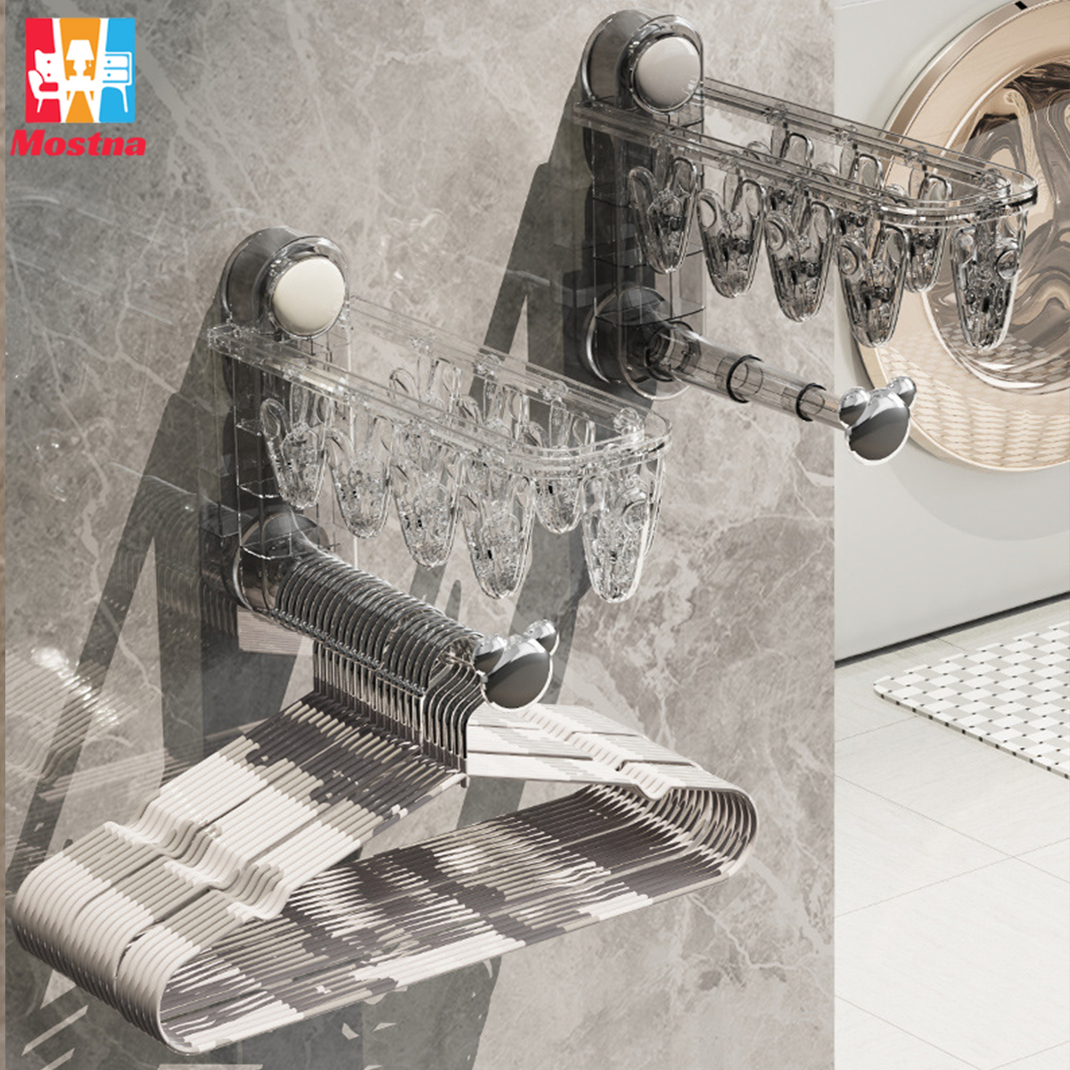 ที่เก็บไม้แขวน ที่จัดระเบียบไม้แขวนเสื้อ ที่เก็บไม้แขวนเสื้อ นำกลับมาใช้ใหม่ได้ ใช้งานได้หลากหลาย ไม่กลัวเปียก ราคา 82 บาท*ส่งฟรี