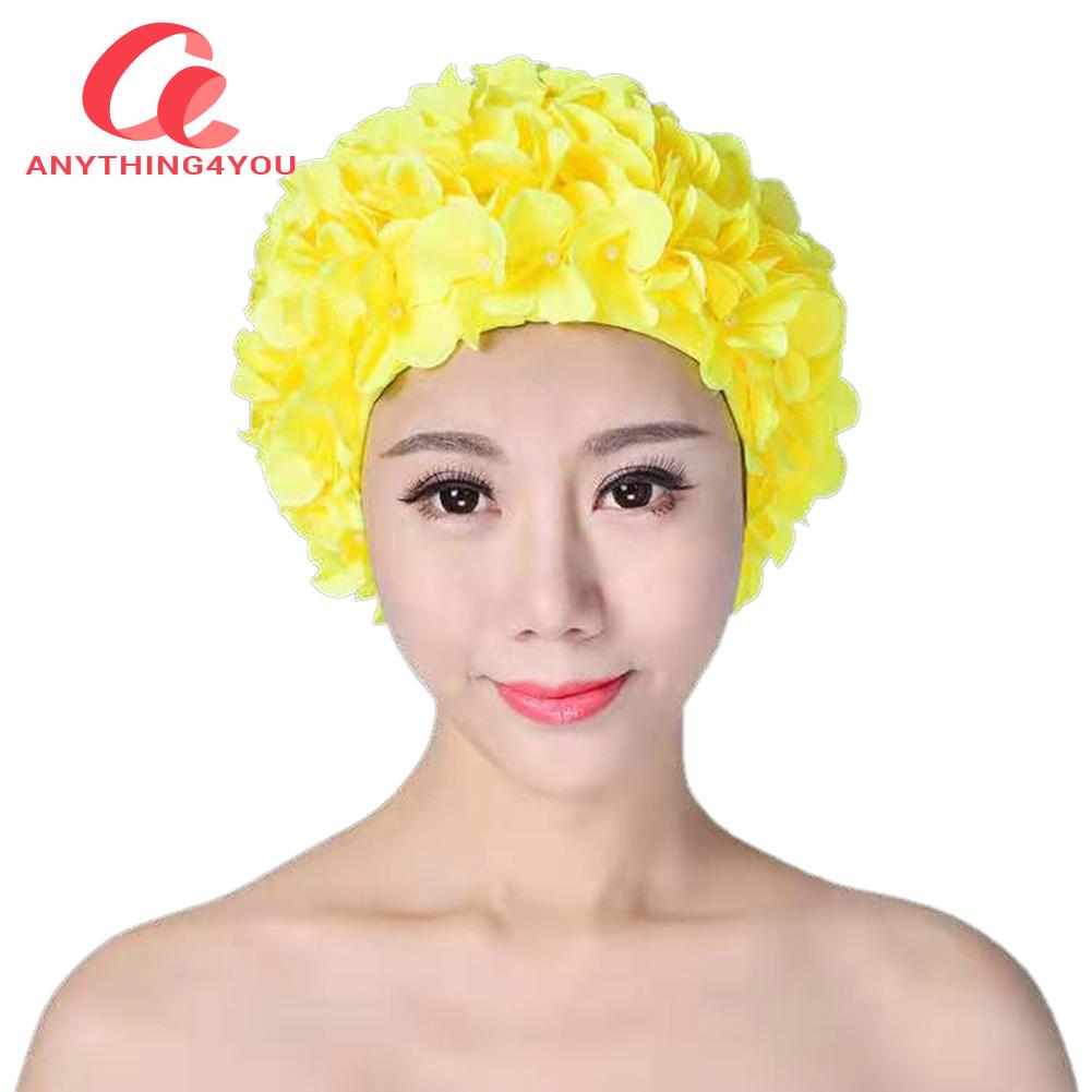 New Arrival 3D Flower Swimming Cap Breathable Swim Pool Hat Soft Long Hair