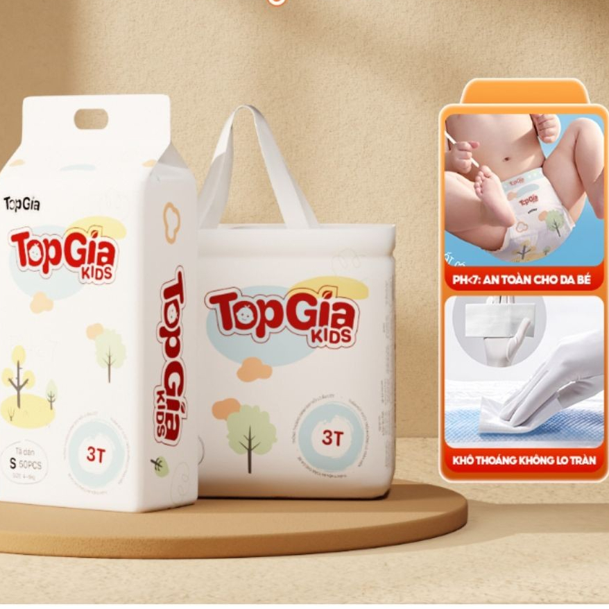  Tã Bỉm TopGiaKids mềm mại co dãn Siêu Mỏng Thoáng Khí tạo cảm giác thoải mái An Toàn Cho Da Bé Đủ Kích Cỡ 