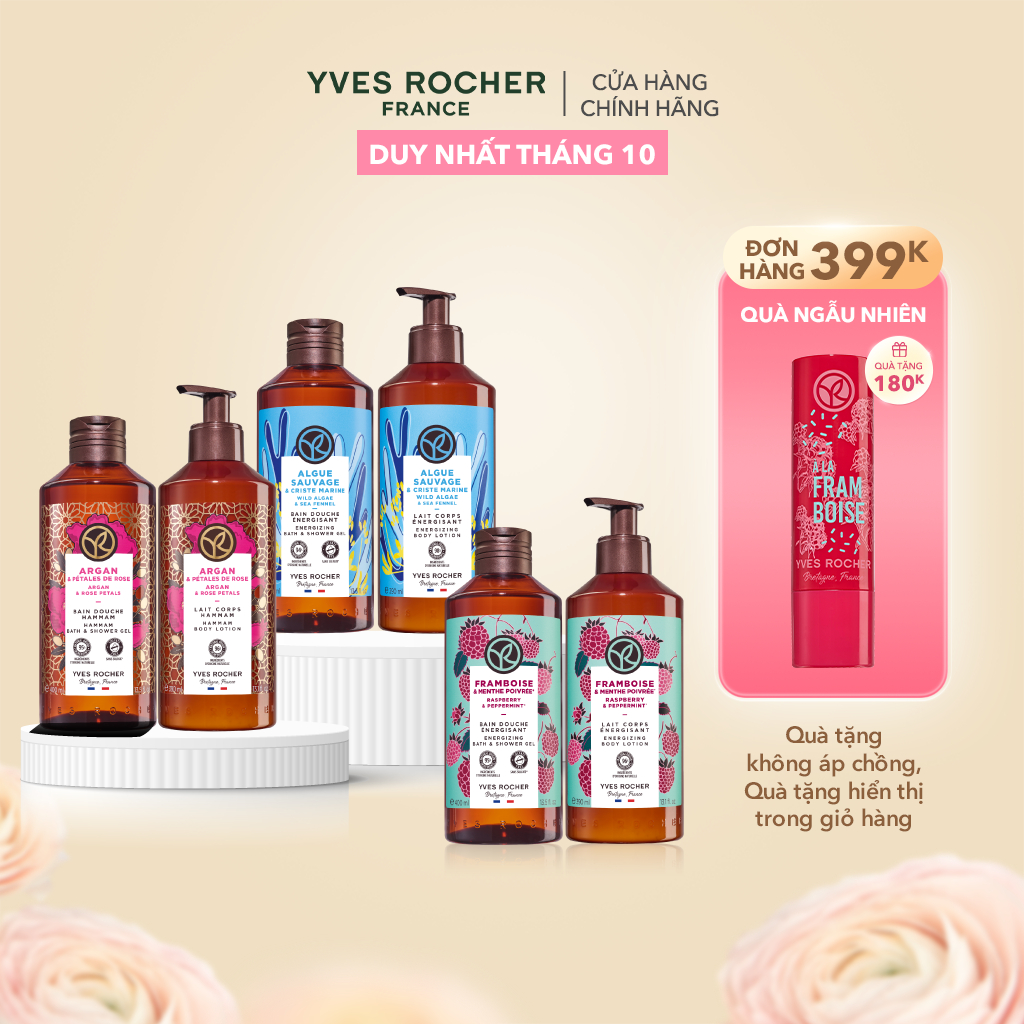 Combo Sữa tắm và Sữa dưỡng thể thiên nhiên Yves Rocher 400mlx390ml (nhiều mùi)