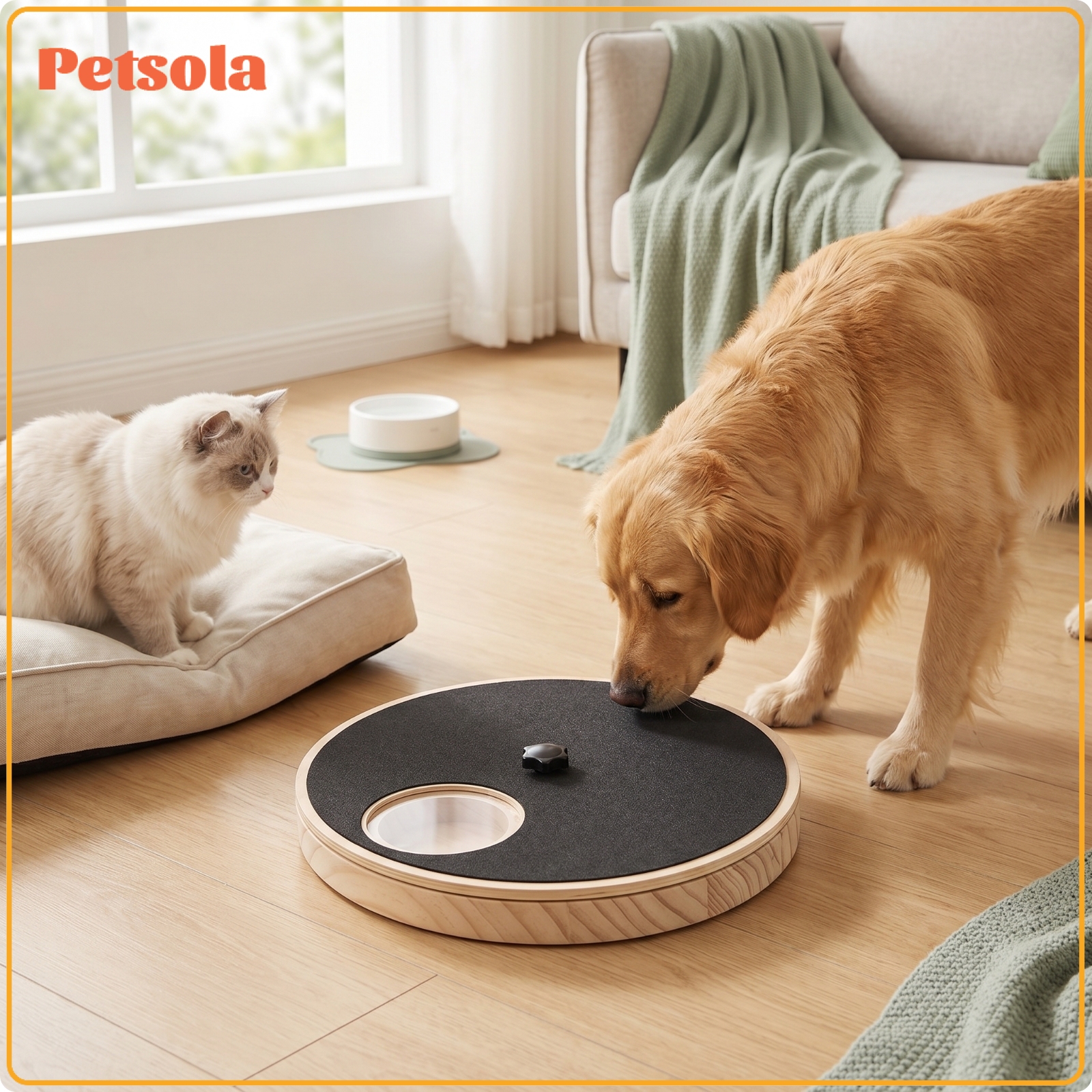 petsola Circular Scratch Board with Feeding Cavity Textured Wooden Scratcher with Food Cavity Compact Pet Supply Solid Wood for Cats, Home ราคา 3,502 บาท*ส่งฟรี