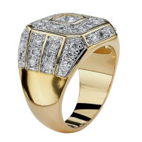 Men Ring Cubic Zirconia Hip Hop Jewelry Sparkling Fashion Appearance Wedding Band Ring for Wedding