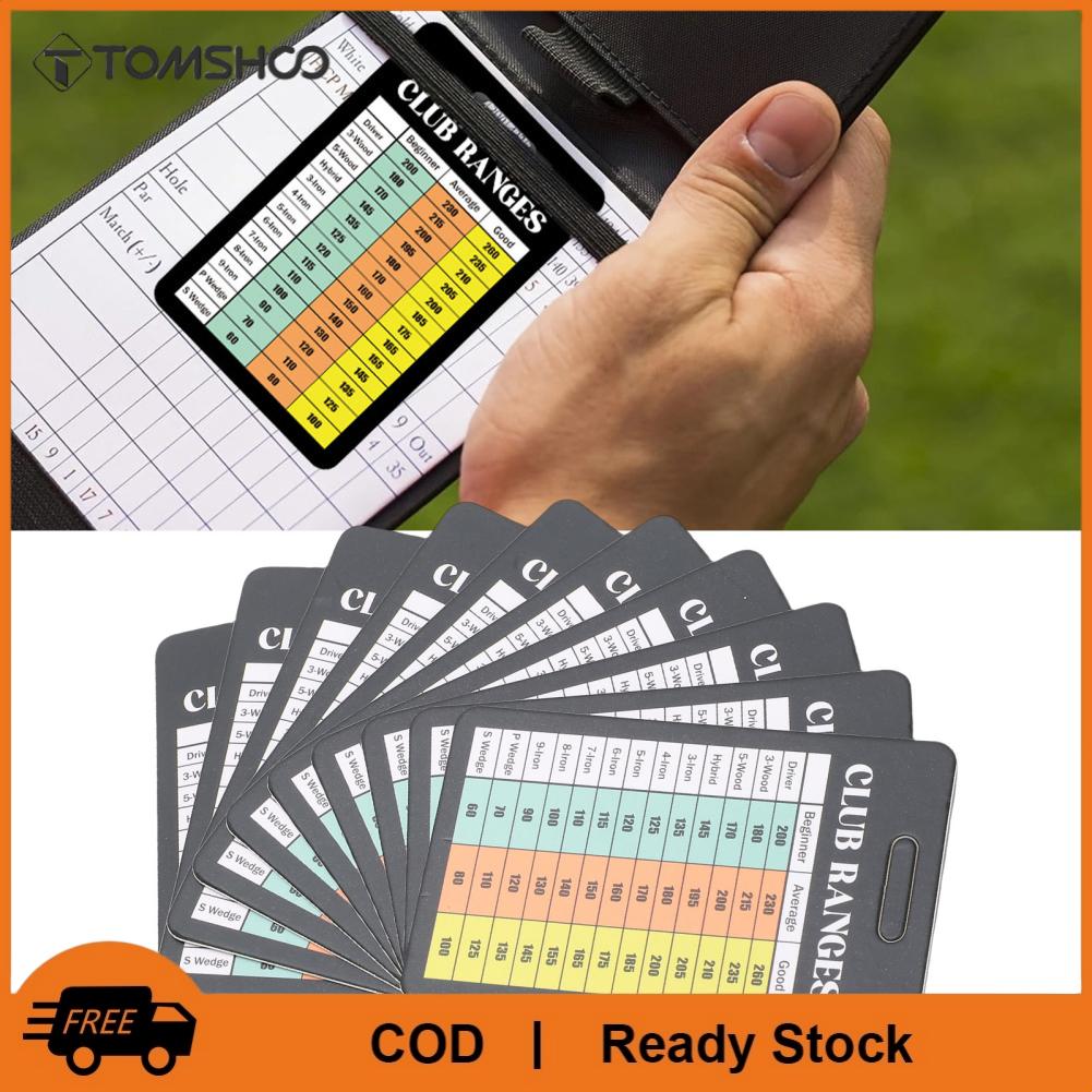 Tomshoo 10 chiếc thẻ biểu đồ phạm vi Câu lạc bộ chơi golf hai mặt thẻ sân sân tham khảo nhanh chống thấm di động