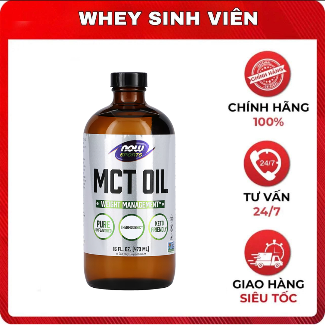 Dầu Organic MCT Oil Now chiết xuất hoàn toàn từ dầu dừa hữu cơ (Mỹ) 473ml tại Whey Sinh Viên HP