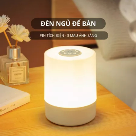 Đèn ngủ để bàn cảm ứng 3 màu ánh sáng, Đèn led trang trí phòng ngủ bàn làm việc