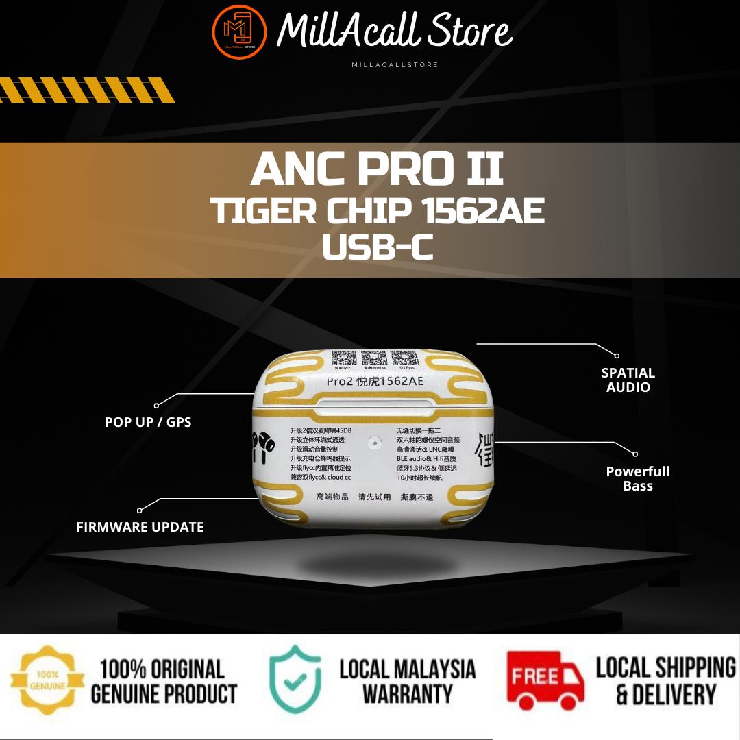 High End TIGER ANC PRO II Usb-C In Ear Wireless Earbud With Active Noise Cancelling Support Music White Colour Bluetooth Earphone Device Audio Electronic