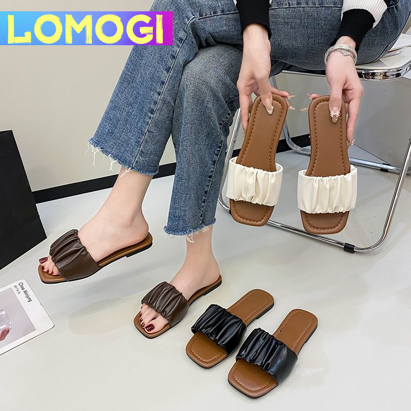 READY STOCK LOMOGI Women's Flat Shoes Kasut Wanita Sandal Size 36-43 ราคา 339 บาท*ส่งฟรี