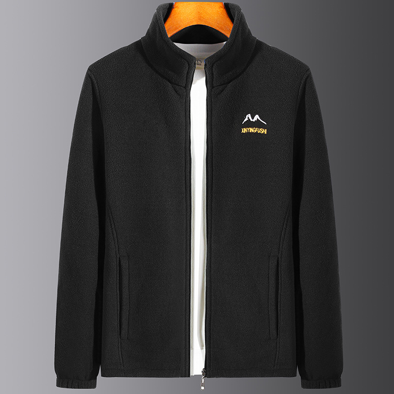 Edge Wardrobe Mens fleece cardigan coat  Áo Khoác Lông Cừu Cực Áo Cardigan Nam Cổ Đứng Lông Cừu Dày 
