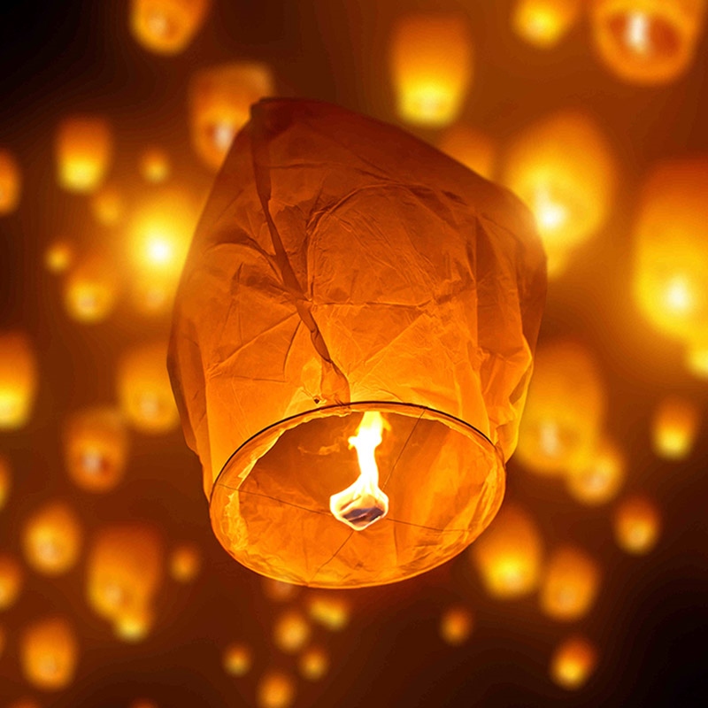 10/20/30/50pcs Paper Chinese Lanterns Sky Fly Candle Lamp for Wish Party Wedding