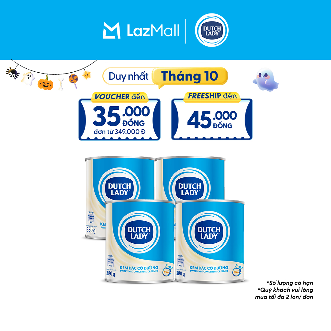 Combo 4 Lon Kem Đặc Có Đường Dutch Lady Lon 380g/lon