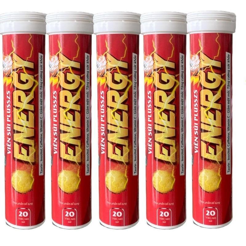 C sủi tăng lực vị bò húc (4+1) - Viên sủi Plusszs ENEGRY giúp tỉnh táo tăng cường sức khỏe combo 4 lọ thêm 1 lọ vitamin c viên sủi vitamin c