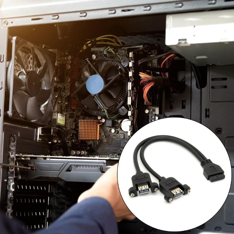 Độ bền USB3.0 đôi nữ cổng Vít gắn cáp để Bo mạch chủ 20pin tiêu đề dây cho tăng cường kết nối