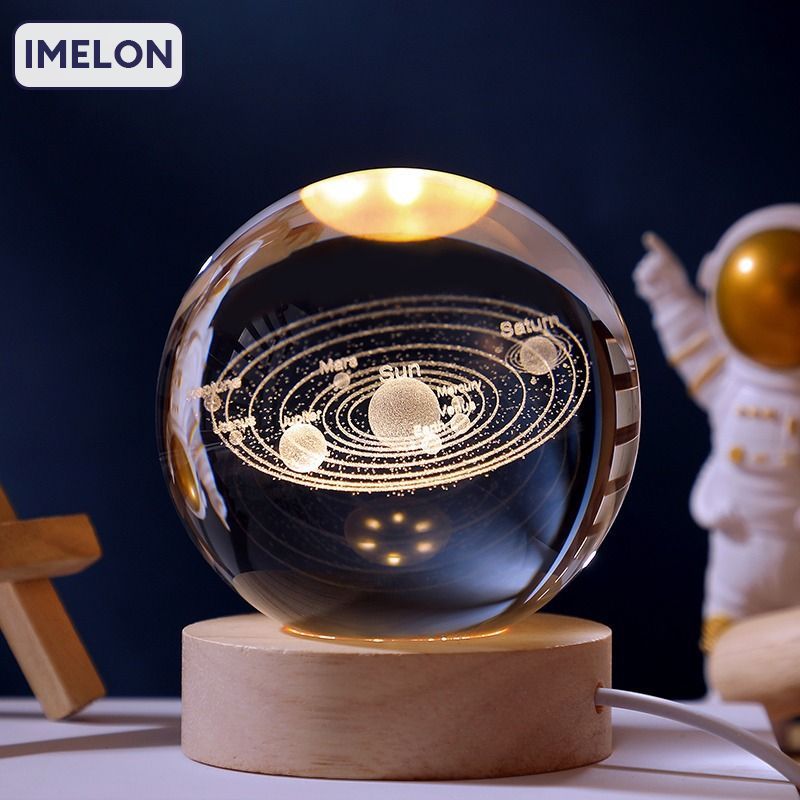 Solar system crystal ball desktop decoration to send girlfriend student glass ball night light decoration birthday gift