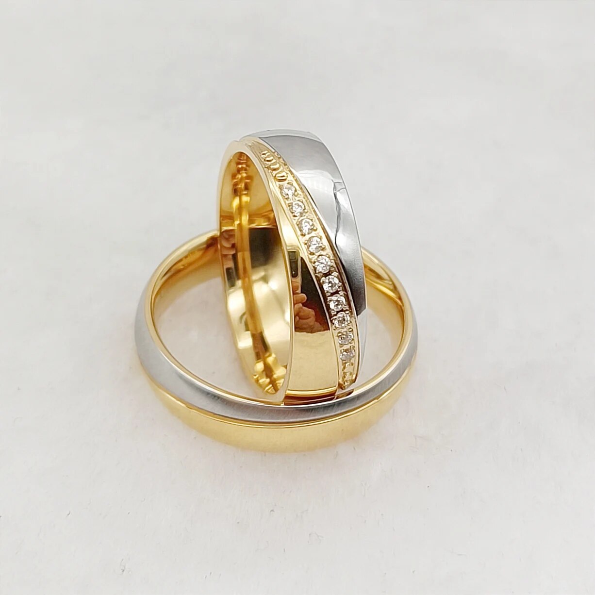 1 tình yêu Liên Minh Nhẫn cưới bộ cho các cặp vợ chồng thiết kế hai giai điệu 14k trang sức mạ hôn nhân LỜI HỨA ringe phụ nữ phụ nữ