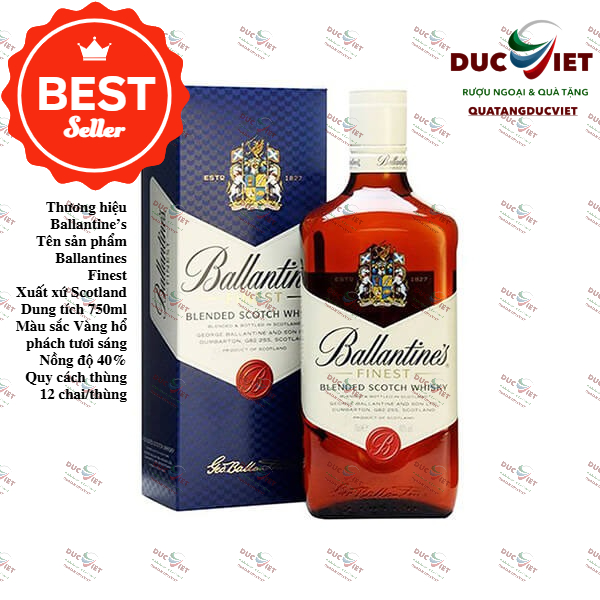 Rượu Whisky Ballantines Finest Nồng Độ Alc 40% 750ml Không Kèm Hộp