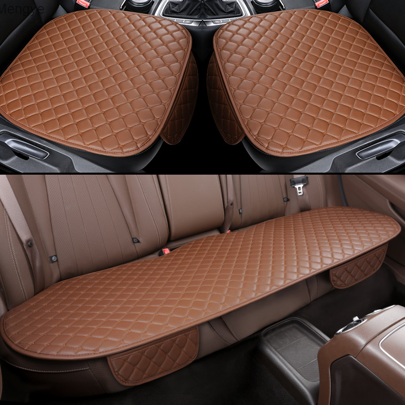 Single piece full leather car seat cushion, five seater, no backrest, anti slip seat cushion, all-season universal three piece set Mengye