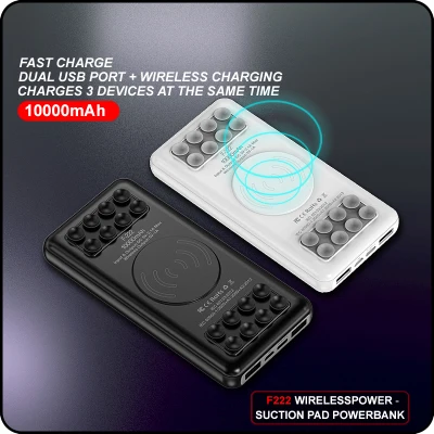 F-222 Fast Charge Powerbank 10000mAh | WIRELESSPOWER | Wireless Charging Powerbank With Suction Pad | Universal Compatibility