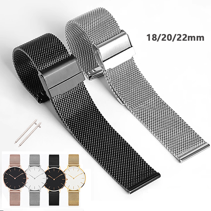 Quick Release Milanese Strap 18mm 20mm 22mm Universal Mesh for DW Stainless Steel Metal Smart Watch Band Men Women Bracelet Accessories ราคา 50 บาท*ส่งฟรี