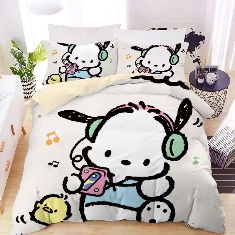 Pocho hoạt hình phim hoạt hình ngoại vi Quilt Cover bốn bộ chi tiết nữ tính Trái Tim Dễ thương ngọt ngào giường ngủ tấm Quilt Cover phong cách Ins