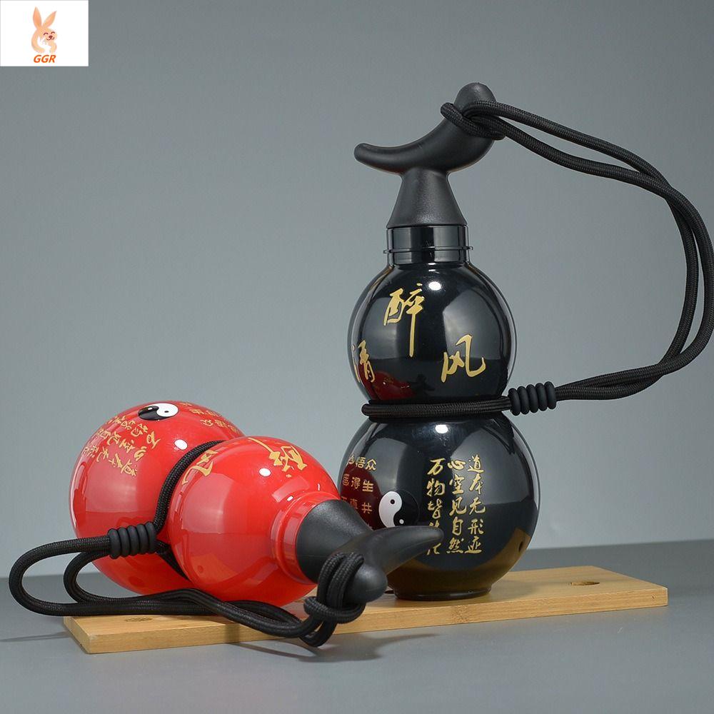 GGR Phong cách Trung Quốc Chai nước ngoài trời WU KONG Hình quả bầu Cốc nước di động Bình tập thể dục di động 750ml Bình uống nước hình bầu