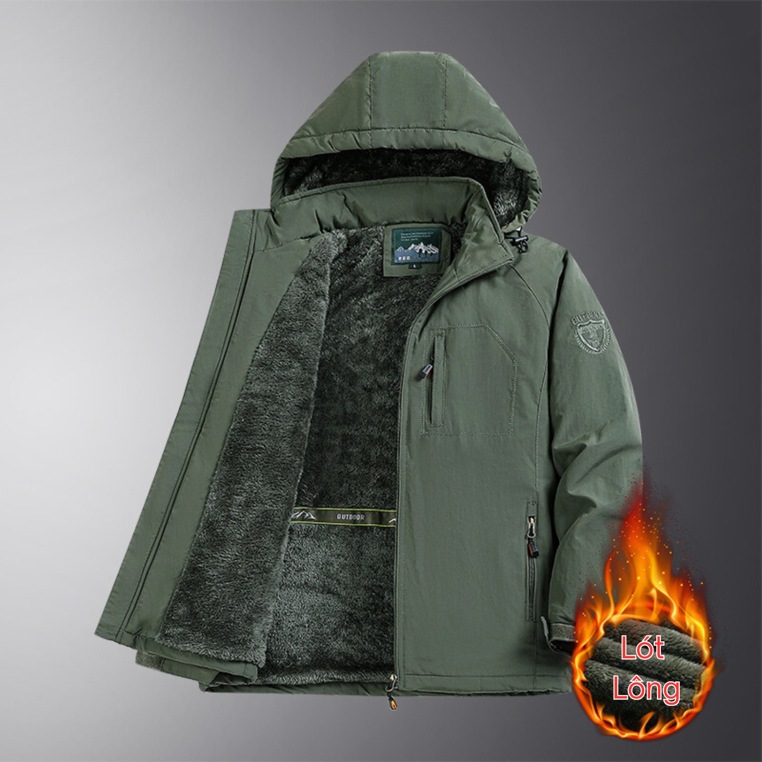 Men's 3-Layer Thick Jacket with Detachable Hood, Fleece Jacket with Cotton Padding, Waterproof, Windproof, Heat-Retaining - Qc Products