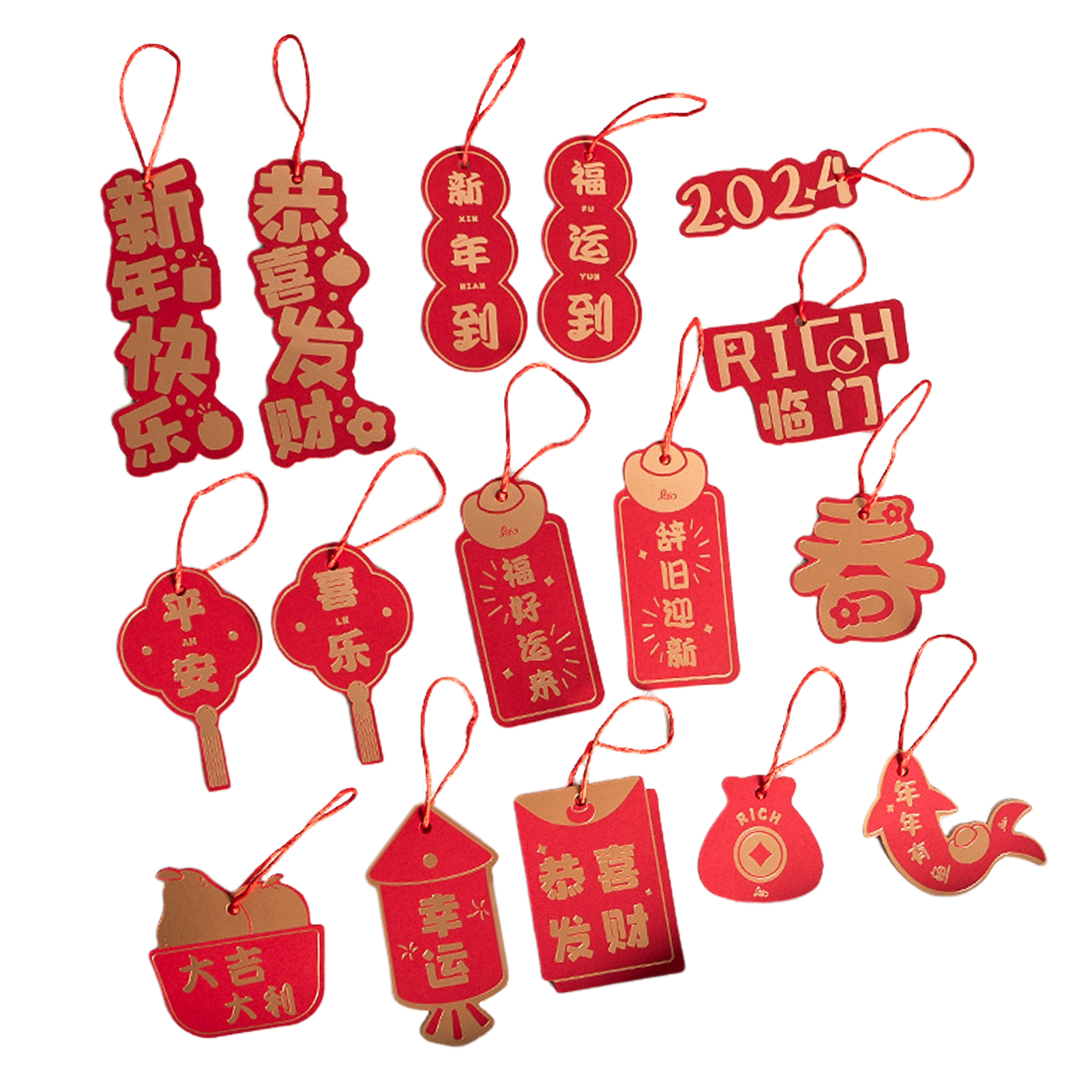 mandari Hanging Decoration with Lanyard 2024 Year of the Dragon Chinese New Year Hanging Decorations Lucky Red Spring Festival Ornament for Home Office