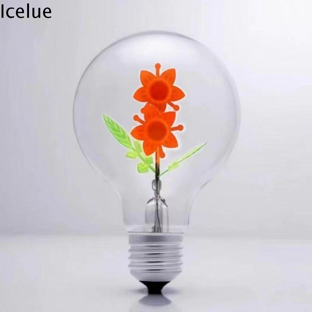 ICELUE Hoa Hướng Dương Bóng đèn ngọn lửa Trái Tim Hoa Hồng Bóng đèn nghệ thuật Tiết kiệm năng lượng Giá đỡ vít Đèn ngủ sáng tạo Trang trí