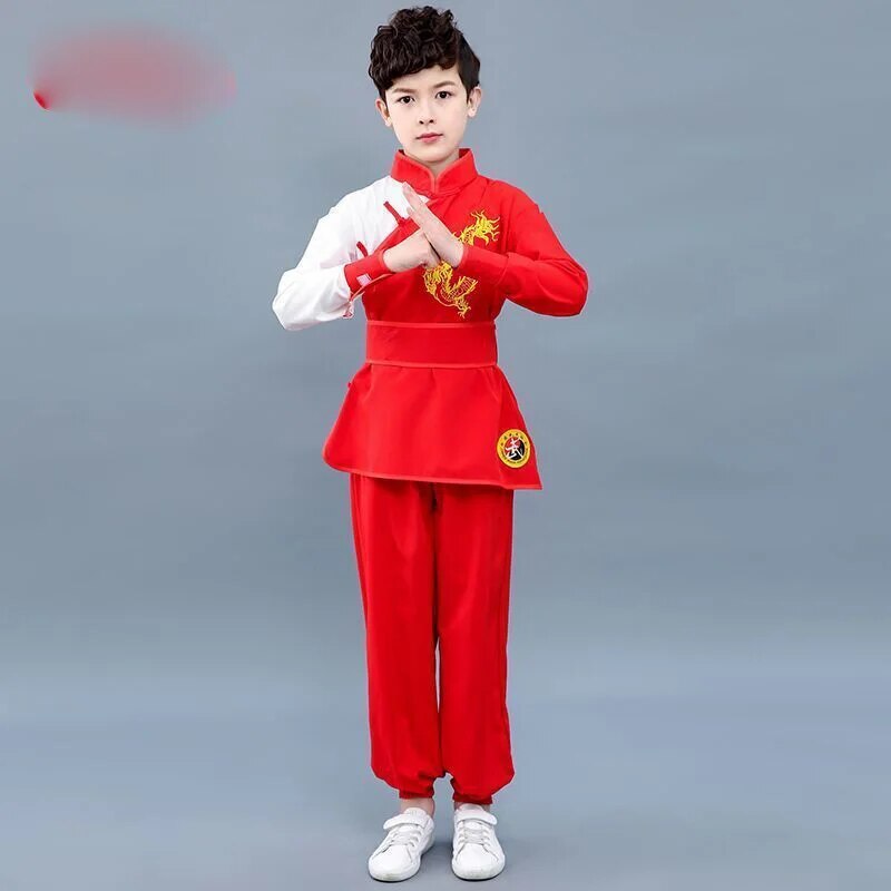 Trẻ em võ thuật trang phục biểu diễn Trung Quốc thêu Kungfu đồng phục dài tay Wushu đào tạo Bộ quần 