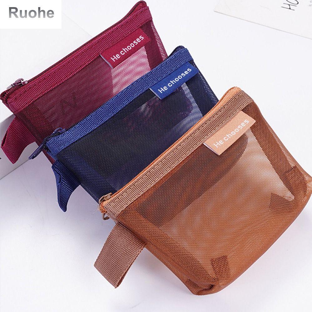 RUOHE Change Storage Bag Clear Mesh Bag Lipstick Cosmetic Bag Small Item