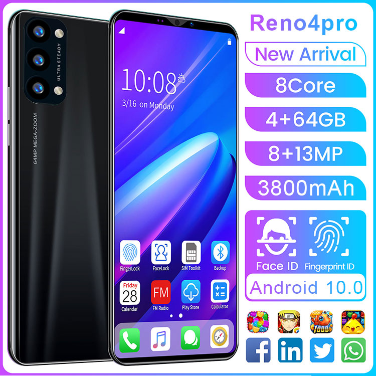 Reno 4 Fast Charge Feature phones Deca-core Mobile 3800mAh Battery Android phone Super CPU NEW 5G Ph