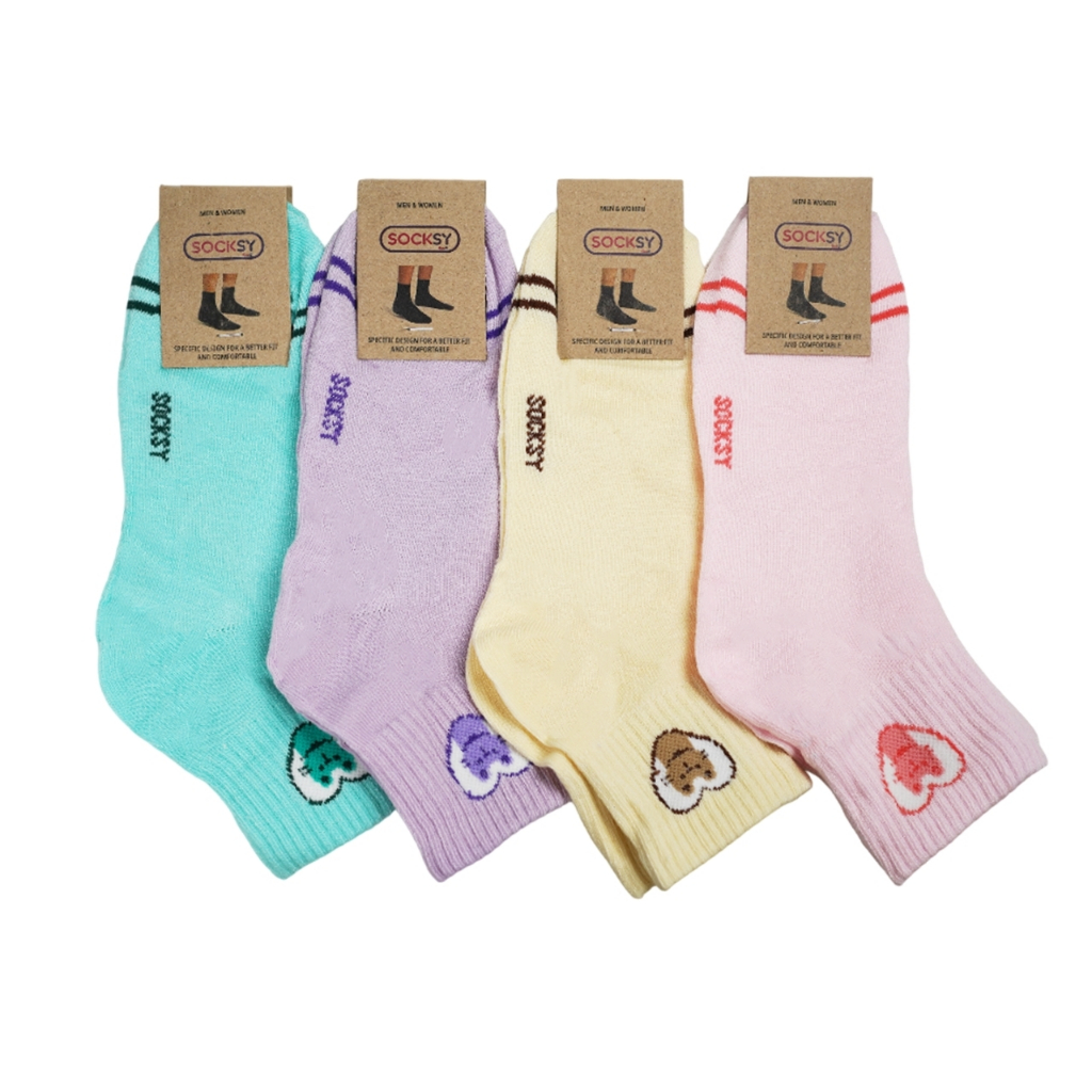 Socksy Cat Pattern Fashion Socks Pastel Colored Socks, Model Rc-0004, Assorted Colors (Pack of 12 Pairs) ราคา 300 บาท*ส่งฟรี