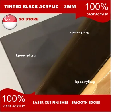 [Ready Stock] Tinted Black Acrylic Sheet - Plexiglass - 3mm thick - A3 Size (420m X 297mm)