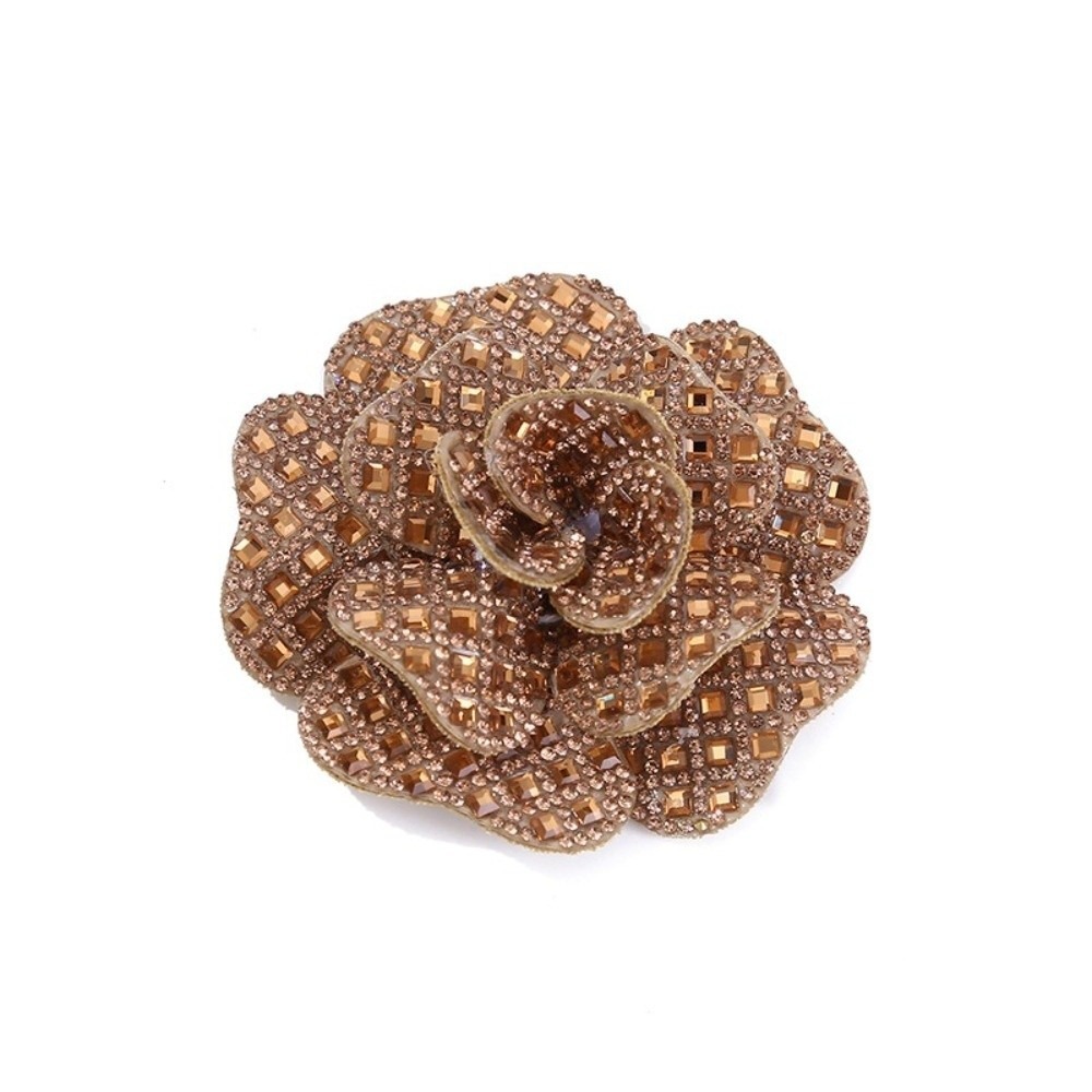 CANGMOTION DIY Craft Rhinestone Flower Patches 3D Design Embellishment Badge Fabric Embellishments Decorative Self-Adhesive Craft Sewing Supplies For Wedding Party