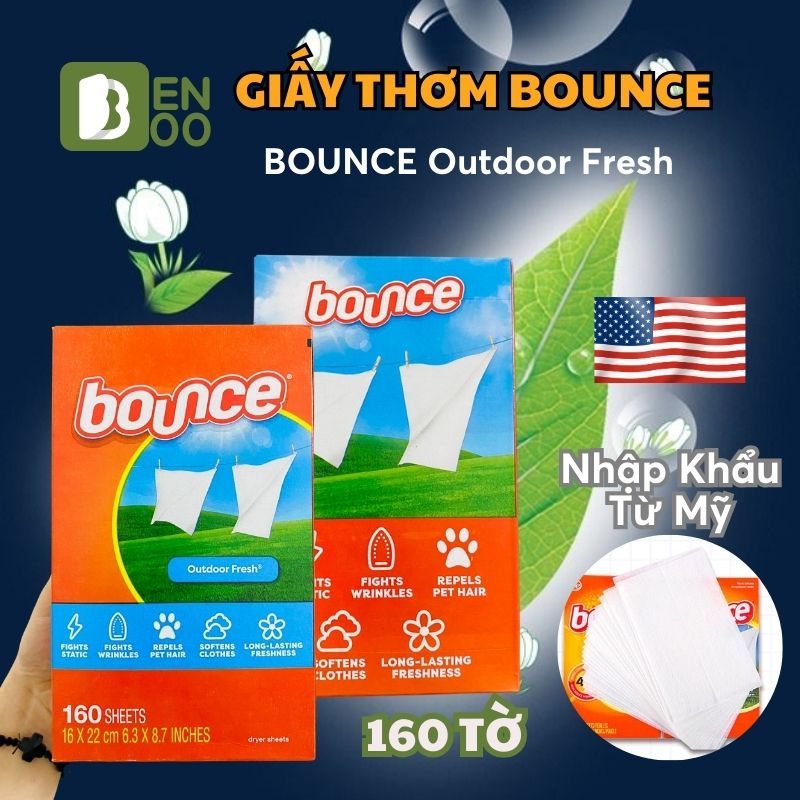 Giấy Thơm Quần Áo Bounce Mỹ 160 tờ 320 tờ giúp quần áo thơm phức cả tuần luôn tiện dụng bỏ vào vali, bán hàng thời trang