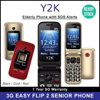 Y2K 3G Flip2 Senior Citizen Phone (Elderly Phone) (1 Year Local Warranty)