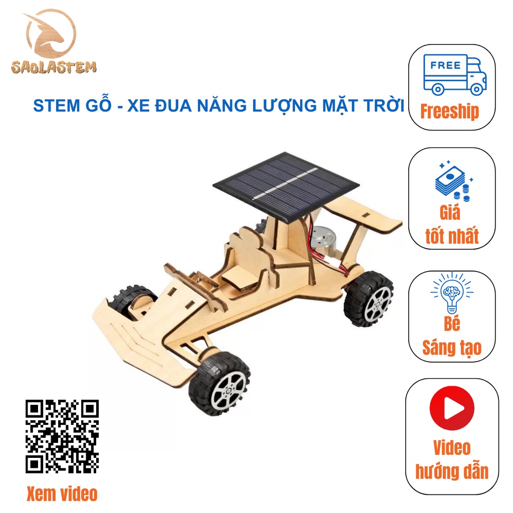 Đồ chơi stem - mô hình xe đua năng lượng mặt trời - stem khoa học, giáo dục, trí tuệ.