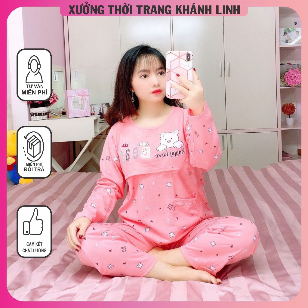 Bộ bầu - bộ sau sinh - cho con bú - chất liệu cotton ( gấu BEAR - QDTD )