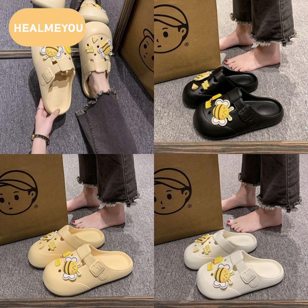 HEALMEYOU พื้นรองเท้าหนานุ่ม รองเท้าแตะลายผึ้งน่ารัก คาวาอิ ป้องกันการลื่นไถล รองเท้าแตะผู้หญิงแบบมีรู วันต่อวัน ตลกๆ รองเท้าแตะในช่วงฤดูร้อน บ้านในบ้าน ราคา 118 บาท*ส่งฟรี