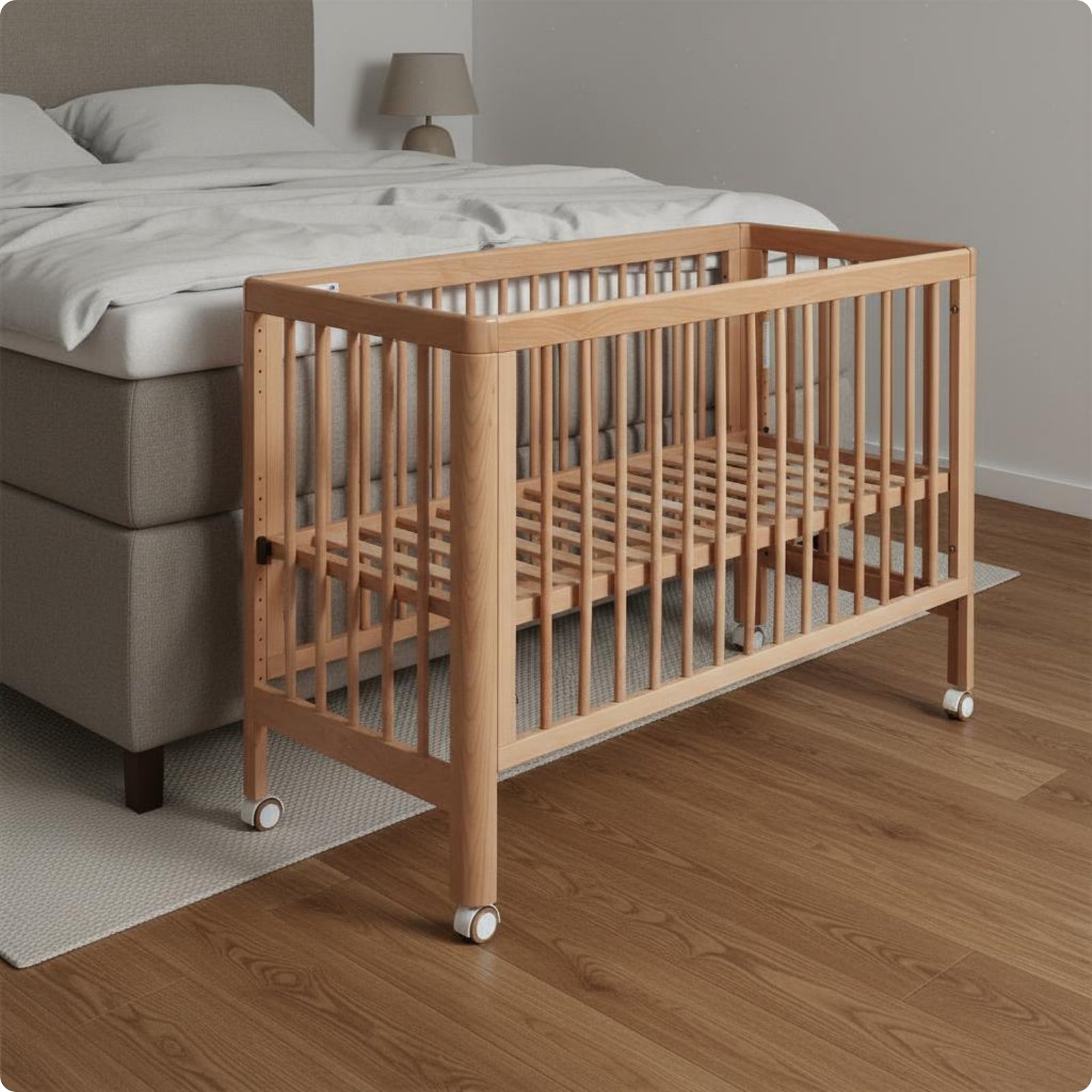 Multifunctional Newborn Crib Mobile Wooden Baby Bed Portable Bedside Crib Adjustable Height for Newborns Babies Nursery