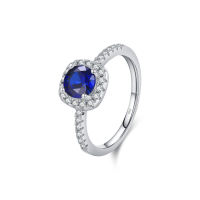 MODIAN 925 Sterling Silver Sparkling Blue Zirconia Ring Classic Luxury Wedding Jewelry For Women Engagement Gift