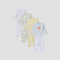 Babyshop Set Of 4 Juniors Cotton Round Neck Long Sleeves Pyjama Set With Assorted Print