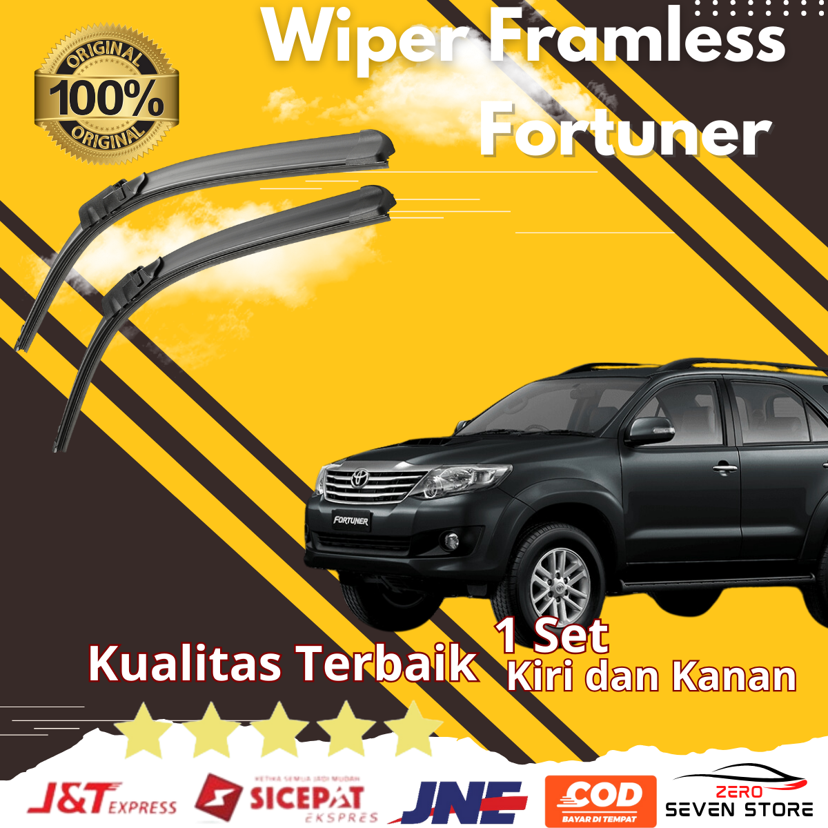 Wiper Frameless Fortuner 1 Set Kiri dan Kanan / Karet Wiper Mobil Toyota Fortuner / Wiper Blade Variasi Mobil Air Besi Giá 50,000 Đồng*Miễn phí vận chuyển