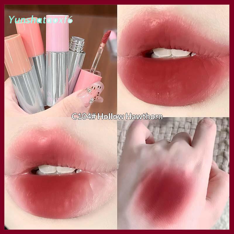 yunshataoxf Cappuvini nhung mềm môi men ánh sáng lung linh đào lỏng Son môi không thấm nước dễ dàng để mặc môi bùn kéo dài môi tint không dính cup trang điểm - 6
