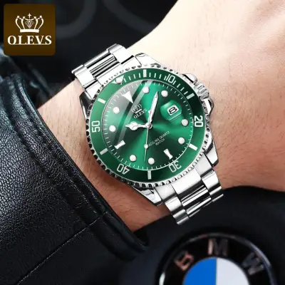 OLEVS Men Watch Calendar Luminous Green Interface Analog Watch Quartz Watches Waterproof Classic trend