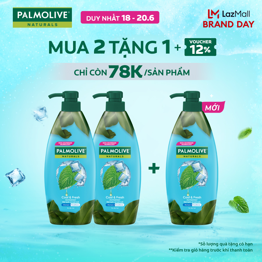 [Chỉ 18-20.6_Mua 2 tặng 1-Chỉ còn 78K/chai] Bộ 2 Dầu gội Palmolive kèm xả 2-trong-1 chiết xuất thiên nhiên 600ml
