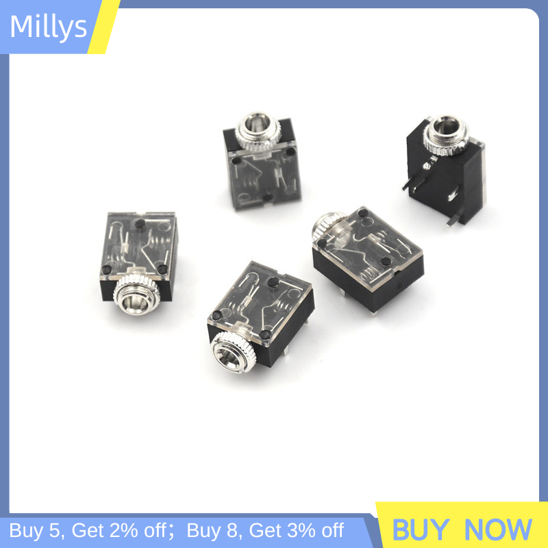 Millys 5 Bộ phận tai nghe đầu nối bảng mạch in Ổ giắc cắm Mono âm thanh 3.5mm 5 chân