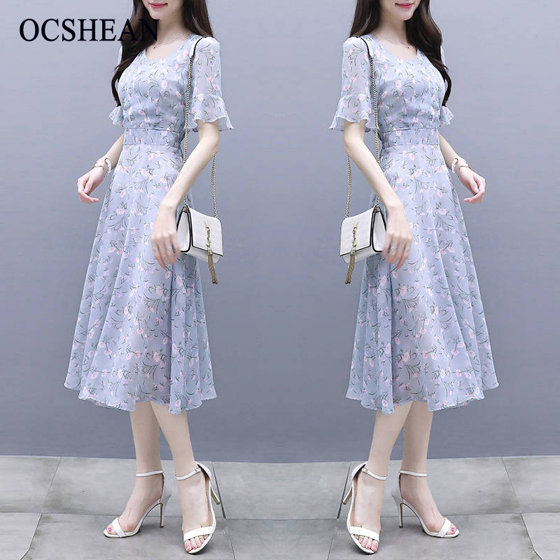OCSHEAN เดรสผ้าไอซ์ซิลพดอกไม้สีเขียวแบบใหม่ฤดูร้อนนางฟ้าซุปเปอร์นางฟ้าสไตล์โมริเก็บเอวดูผอมเรียบหรูสไตล์ฝรั่งเศส ราคา 125 บาท*ส่งฟรี