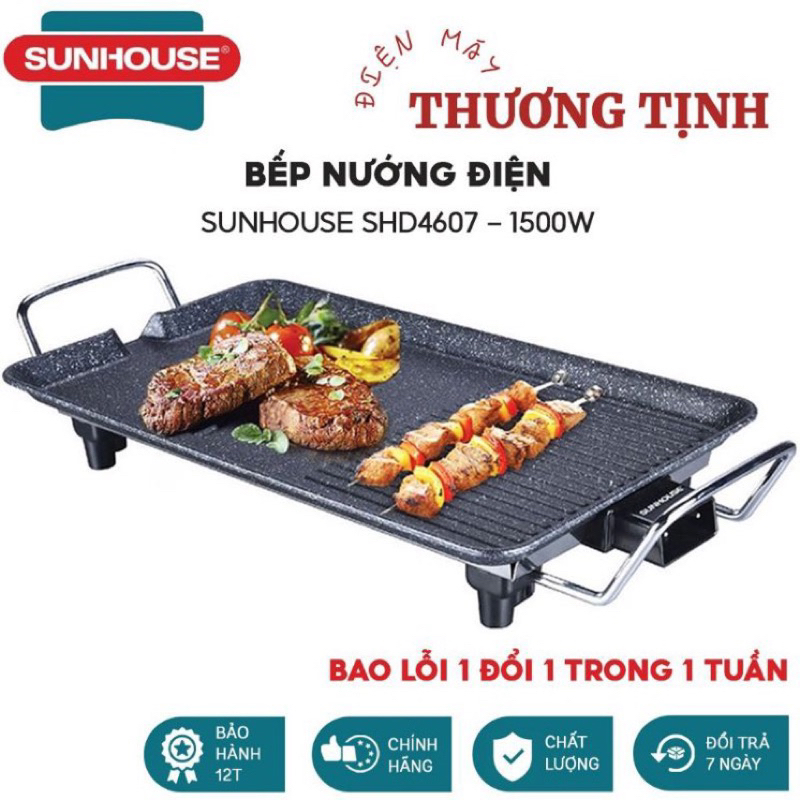 Bếp nướng điện không khói Sunhouse shd4607 công suất 1500w Hàng chính hãng( bao lỗi đổi)