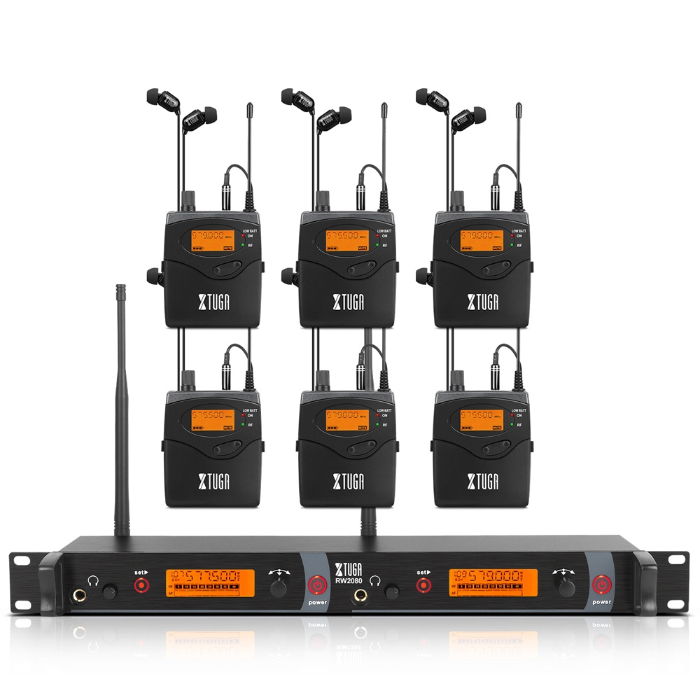 XTUGA RW2080 UHF Wireless Stage Singer In-Ear Monitor System 6 BodyPacks(EU Plug) In Stock ราคา 13,780 บาท*ส่งฟรี