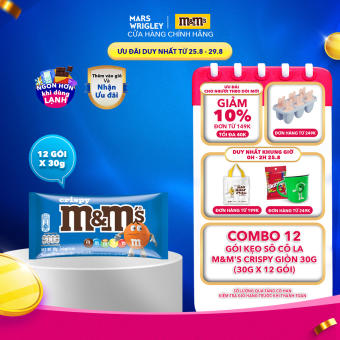 Combo 12 gói kẹo Sô cô la M&M's Crispy giòn 30g (30g x 12 gói)